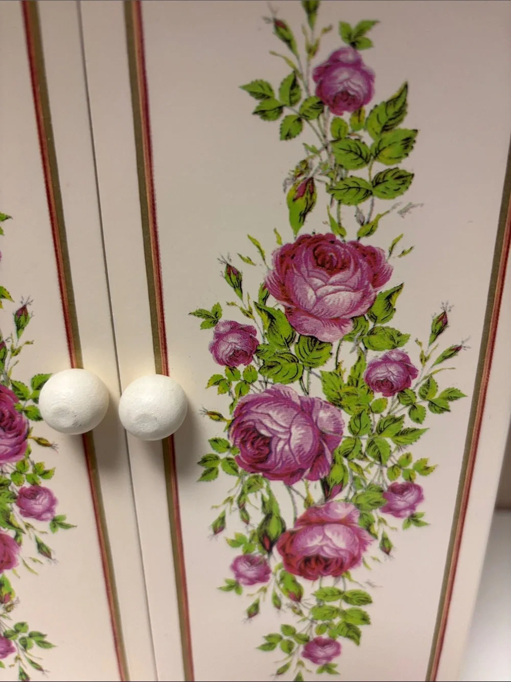 vintage Avon White Jewelry Armoire with Gold Hooks and Mirror
